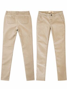 Hollister Low Rise Khaki Chino Pants Womens 7 W28 Slim Fit Beige Casual
